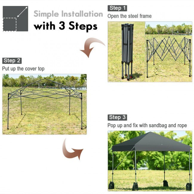 8 x 8 Feet Outdoor Canopy Tent with Roller Bag and Sand Bags/Grey