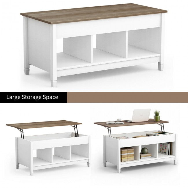 Lift Top Coffee Table with Hidden Storage Compartment/White