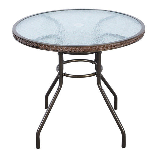 Patio Steel Round Table with Umbrella Holes for Outdoor - Cool Stuff & Accessories