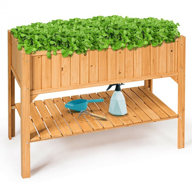 Wooden Elevated Planter Box Shelf