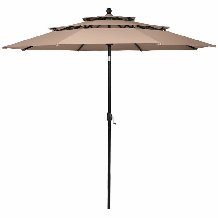 10ft 3 Tier Outdoor Patio Umbrella with Double Vented Orange