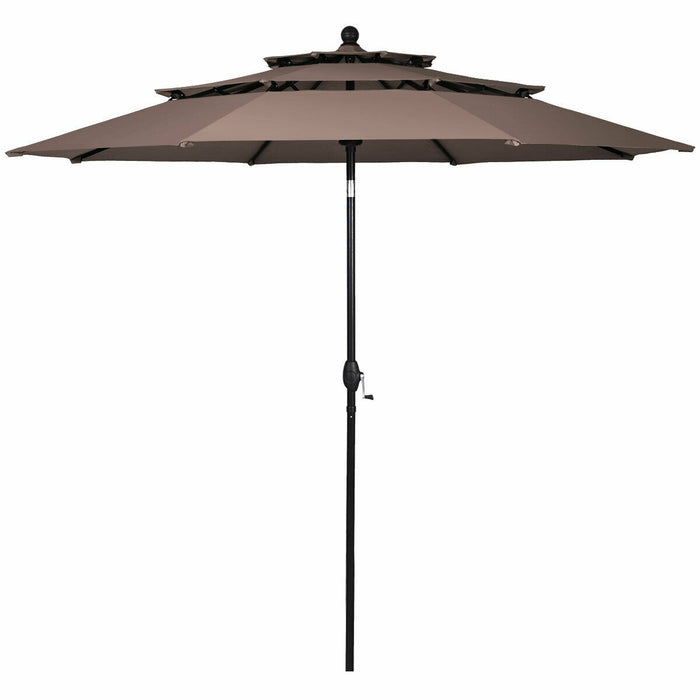 10 ft double vented patio umbrella PHI VILLA 10ft 3 Tier Auto-tilt Outdoor Pole diameter 13 x 10 FT Outdoor