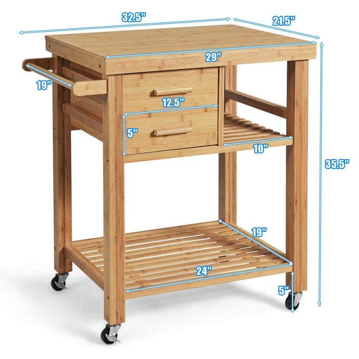 Bamboo Kitchen Cart with Drawers - Cool Stuff & Accessories