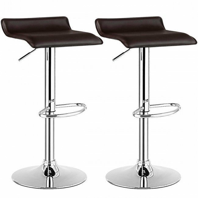 PU Leather Backless Bar Stools Set Of 2/Coffee