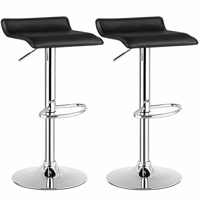PU Leather Backless Bar Stools Set Of 2/Black
