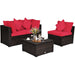 4 Pcs Ottoman Garden Deck Patio Rattan Wicker Furniture Set Cushioned Sofa - Cool Stuff & Accessories