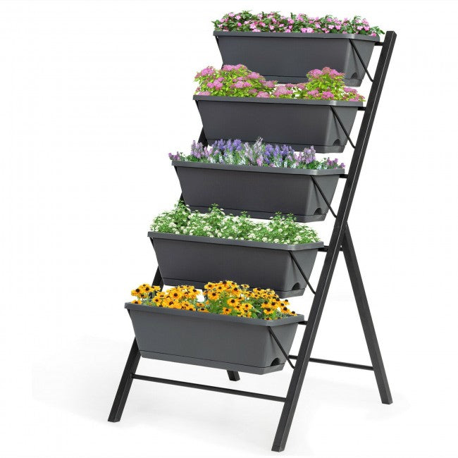 4 ft Vertical Raised Garden Bed with 5 Tiers/ Grey