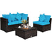4 Pcs Ottoman Garden Deck Patio Rattan Wicker Furniture Set Cushioned Sofa - Cool Stuff & Accessories