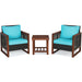 3 Pcs Patio Wicker Furniture Sofa Set with Wooden Frame and Cushion - Cool Stuff & Accessories
