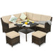 6 Pcs Patio Rattan Dining Sofa Funiture Set - Cool Stuff & Accessories