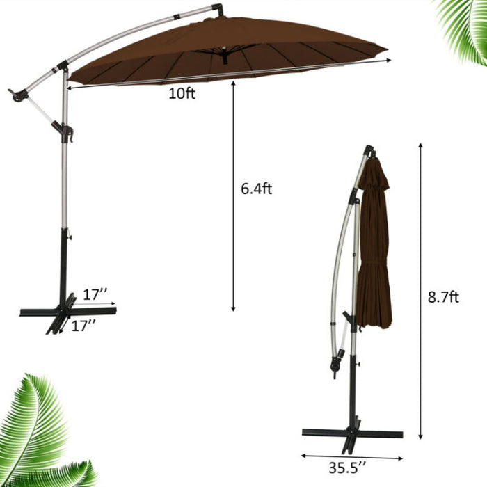 10 Feet Patio Offset Umbrella/Tan