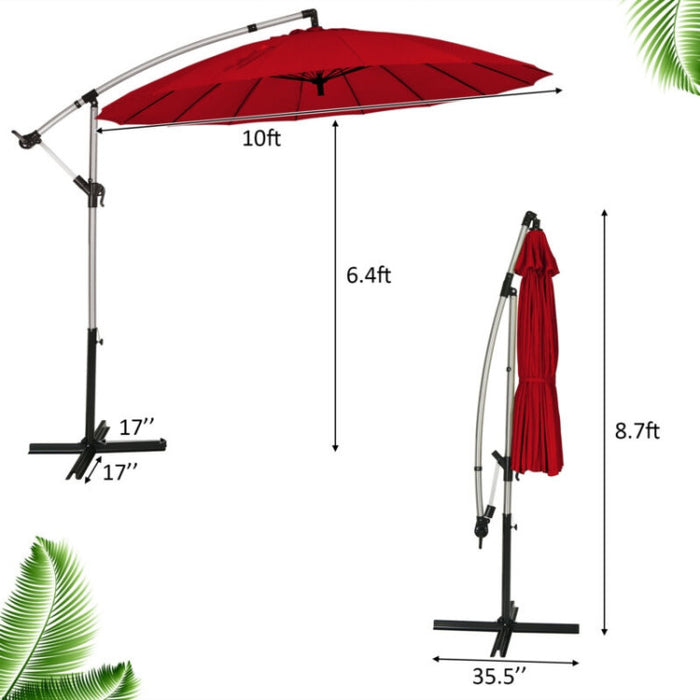 10 Feet Patio Offset Umbrella/Dark Red