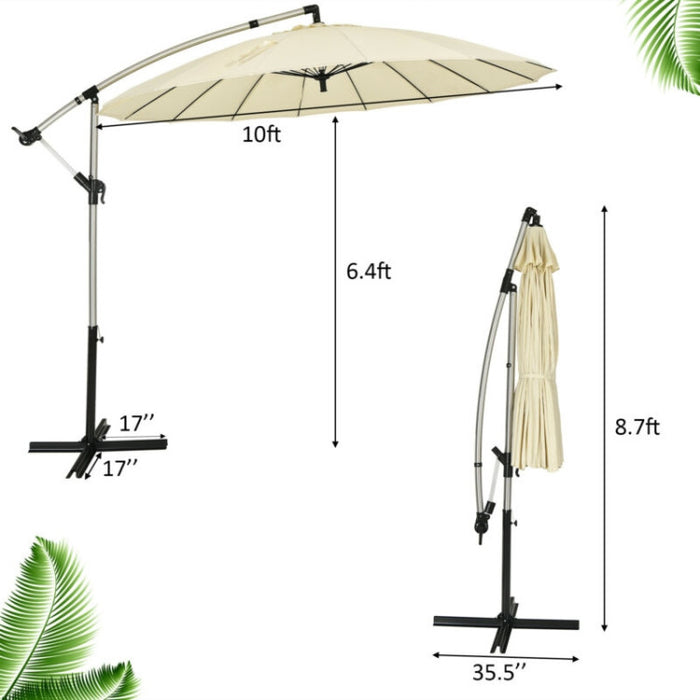 10 Feet Patio Offset Umbrella/Beige
