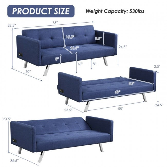 Convertible Futon Sofa Bed/Blue