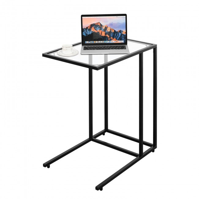 End Table Coffee Side Table with Glass Top