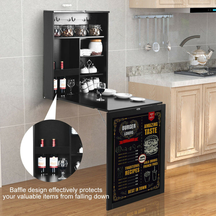 Convertible Wall Mounted Table with A Chalkboard/Black - Cool Stuff & Accessories