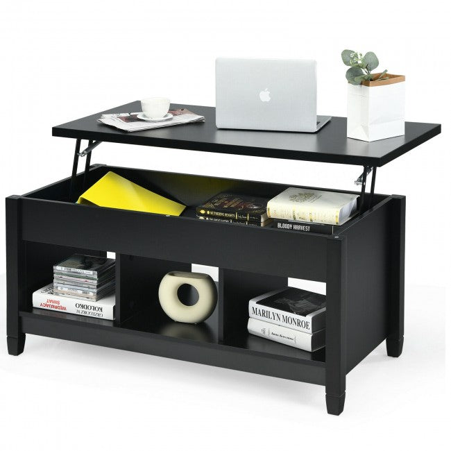 Lift Top Coffee Table with Hidden Storage Compartment/Black