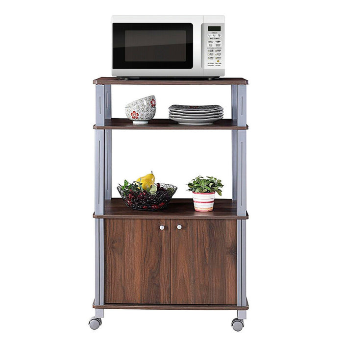 Multifunctional Rolling Kitchen With 2 Tier Shelf and Cabinet
