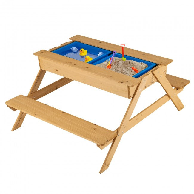 3 in 1 Kids Picnic Table Outdoor/Brown