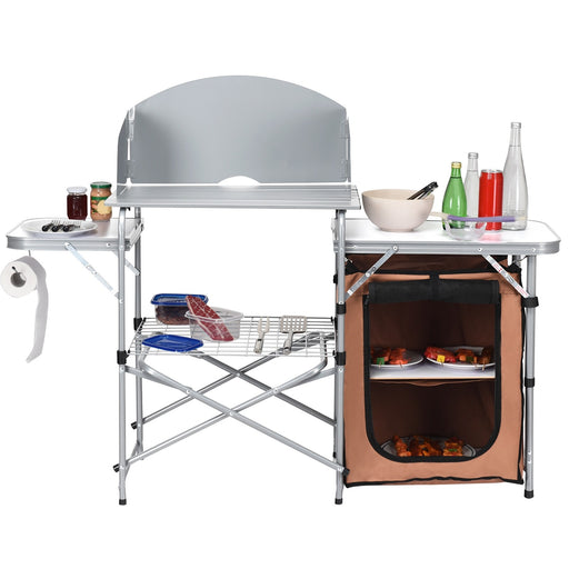 Foldable Outdoor BBQ Grilling Table With Windscreen Bag - Cool Stuff & Accessories