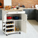 Kitchen Cart with Rubber Wood Top 3 Tier Wine Racks 2 Cabinets/White - Cool Stuff & Accessories