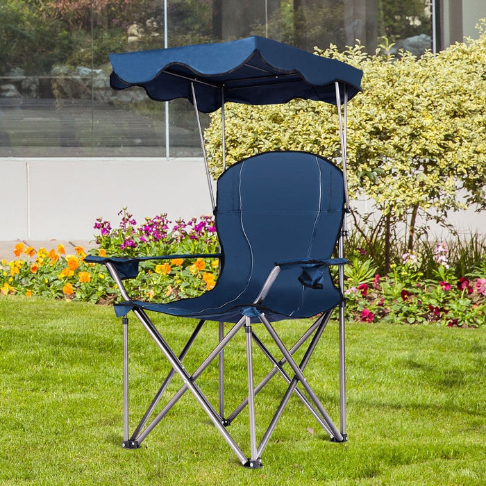 Portable Folding Beach Canopy Chair with Cup Holders/ Blue - Cool Stuff & Accessories