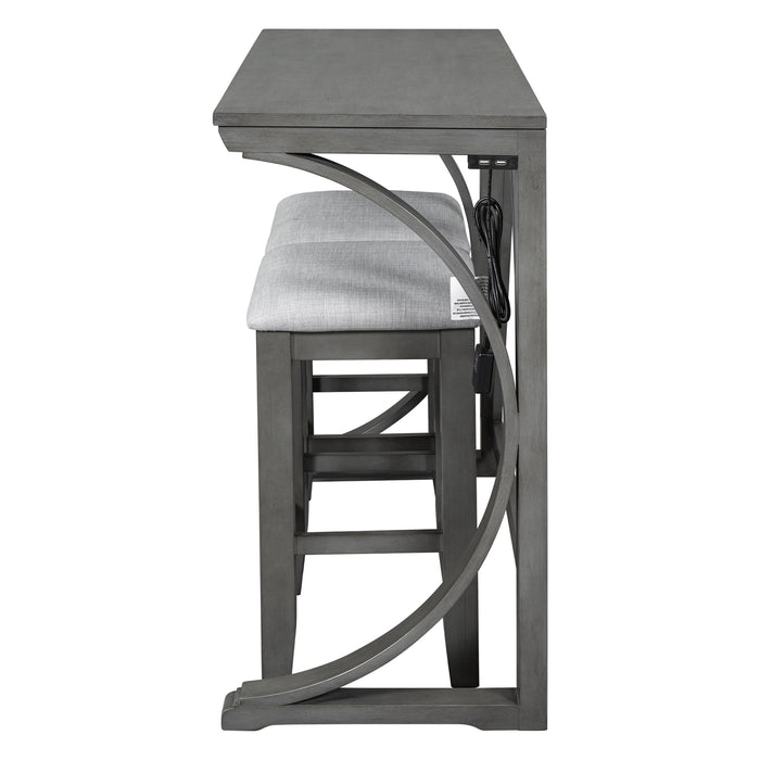 Farmhouse 3 Piece Counter Height Dining Table Set/ Gray