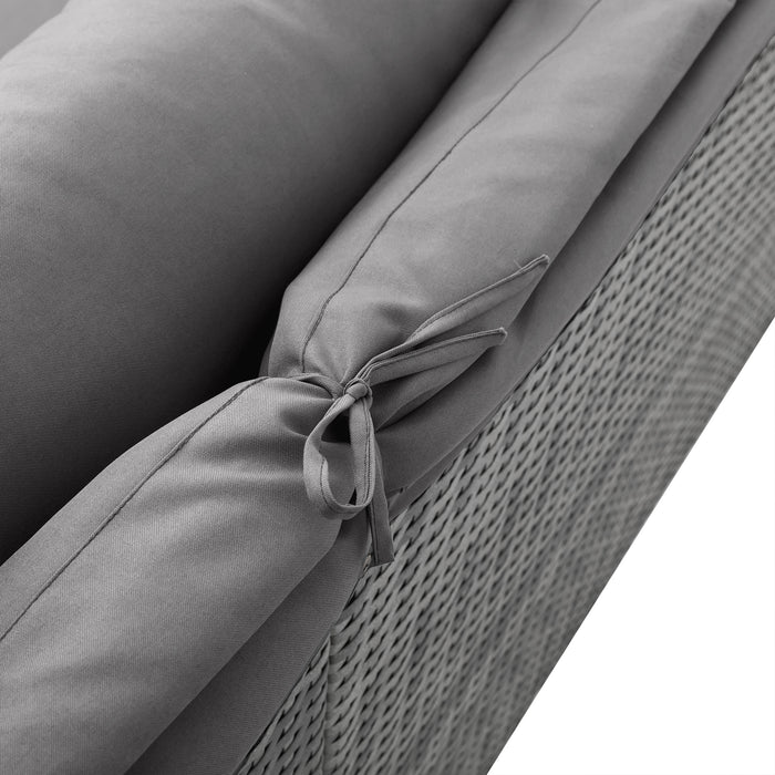5 Pieces Outdoor Sectional Patio Rattan Sofa Set Rattan Daybed/Grey
