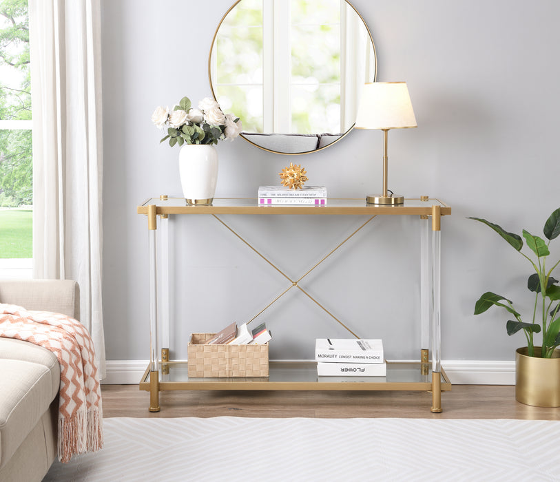 Acrylic Glass Console Table/ Gold