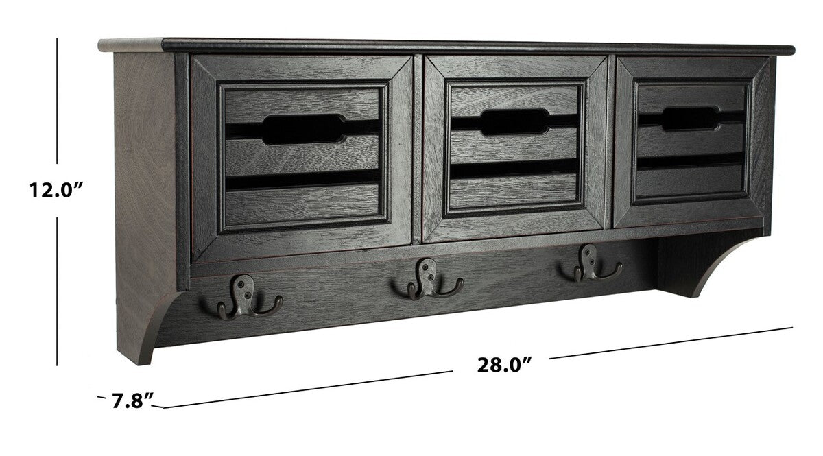 Leon Hanging 3 Drawer Wall Rack/ Black
