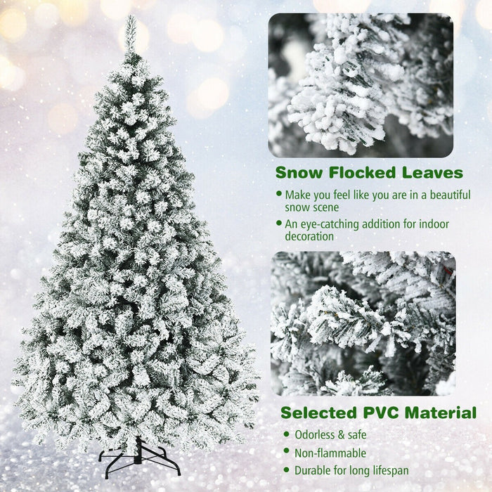6 Feet Pre Lit Premium Snow Flocked Hinged Artificial Christmas Tree