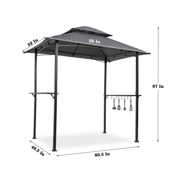 Outdoor Grill Gazebo 8 x 5 Ft Shelter Tent/Grey