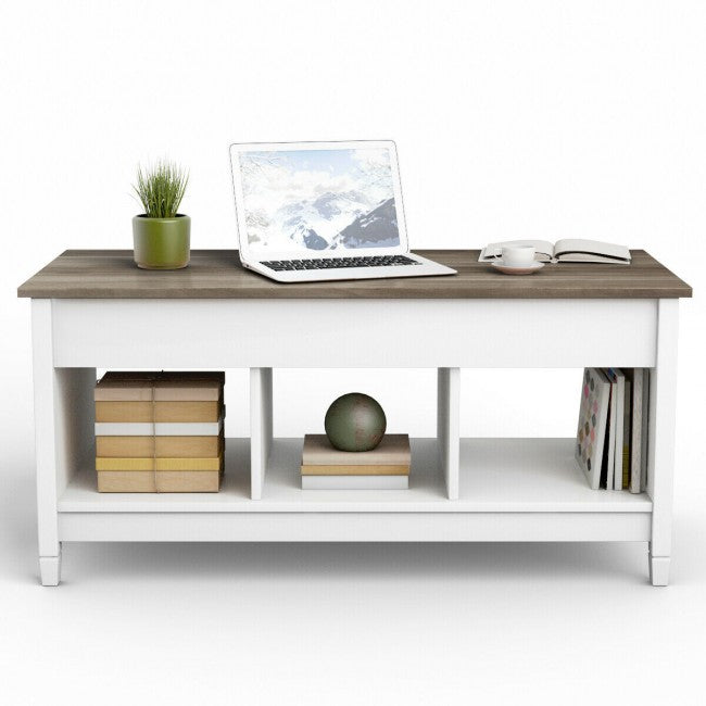 Lift Top Coffee Table with Hidden Storage Compartment/White