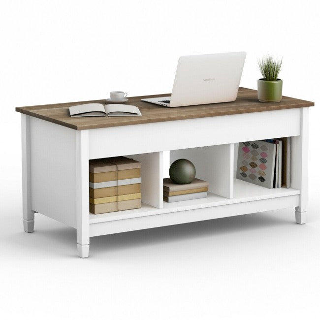 Lift Top Coffee Table with Hidden Storage Compartment/White