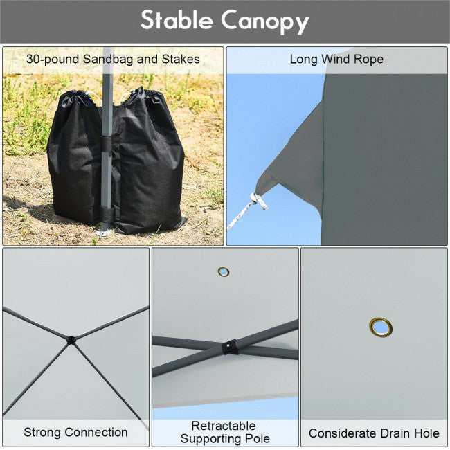 8 x 8 Feet Outdoor Canopy Tent with Roller Bag and Sand Bags/Grey