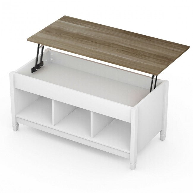 Lift Top Coffee Table with Hidden Storage Compartment/White
