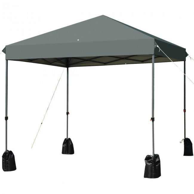 8 x 8 Feet Outdoor Canopy Tent with Roller Bag and Sand Bags/Grey