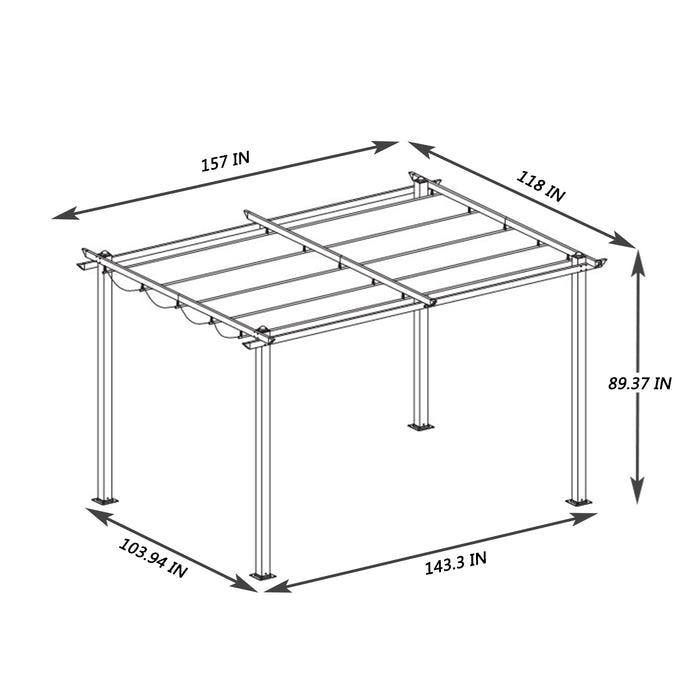 13 x 10 Ft Outdoor Pergola With Canopy/Beige