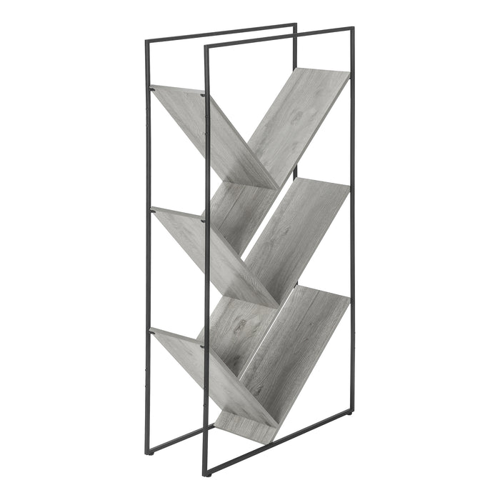 Contemporary Bookcase 60"H/Grey/Black Metal