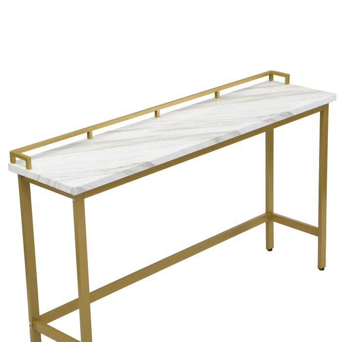 Modern 4 Piece Counter Height Extra Long Console Dining Table Set/ White/ Gold