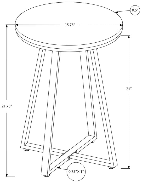 Modern Accent Table 22"H/Black Marble/Black Metal