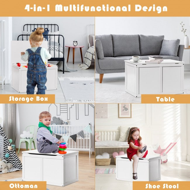 Wooden Chest Organizer Toy Storage Box/White