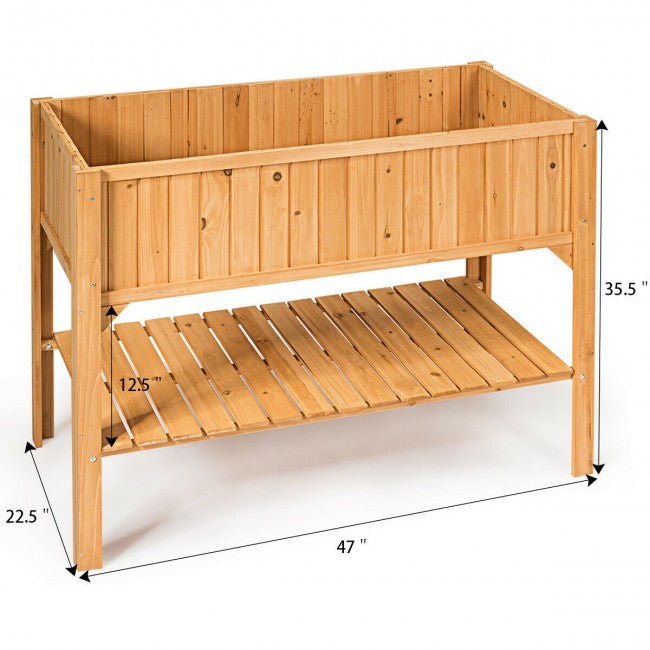 Wooden Elevated Planter Box Shelf