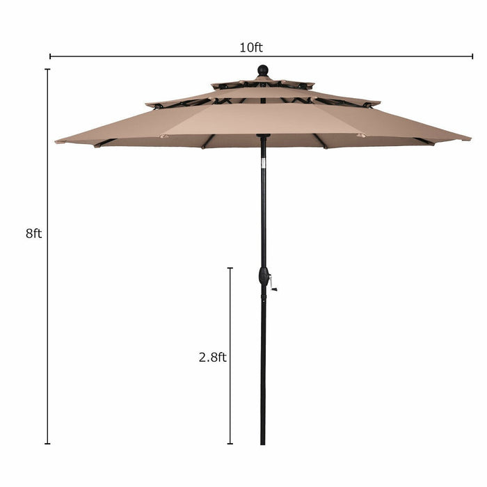 10ft 3 Tier Outdoor Patio Umbrella with Double Vented - Cool Stuff & Accessories