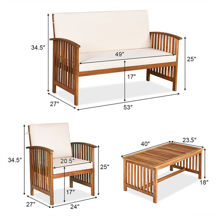 4PCS Patio Solid Wood Furniture Set - Cool Stuff & Accessories