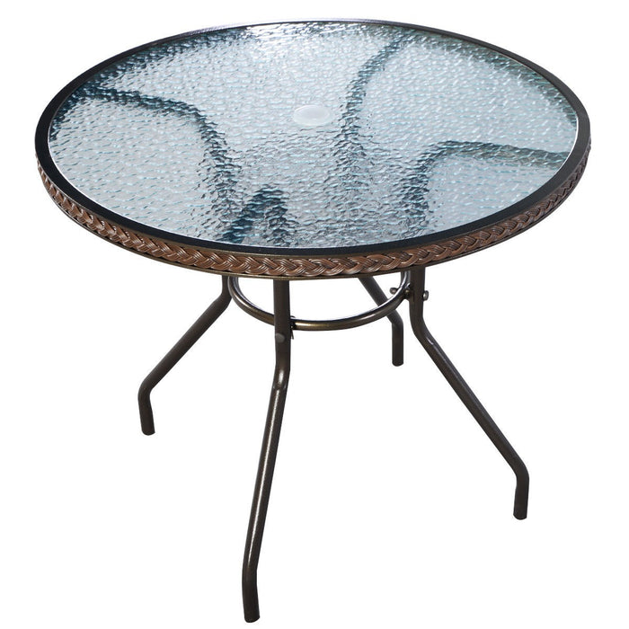 Patio Steel Round Table with Umbrella Holes for Outdoor - Cool Stuff & Accessories