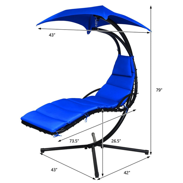 Hanging Stand Chaise Lounger Swing Chair with Pillow/ Navy - Cool Stuff & Accessories