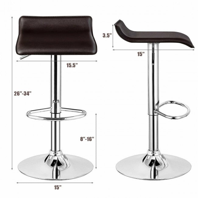 PU Leather Backless Bar Stools Set Of 2/Coffee