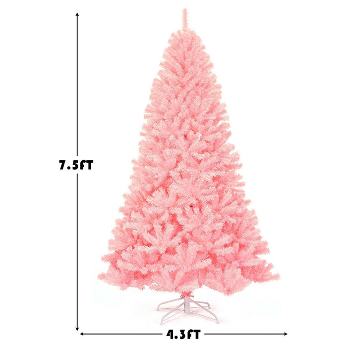 7.5 Feet Hinged Artificial Pink Christmas Tree