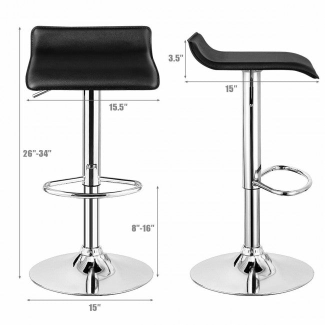 PU Leather Backless Bar Stools Set Of 2/Black